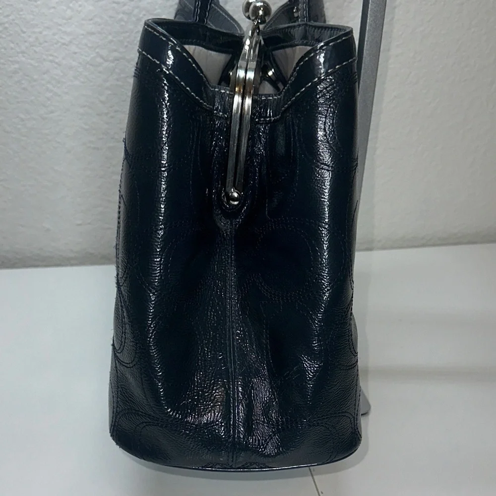 Coach Madison Navy Patent Leather Satchel Shoulder Bag
